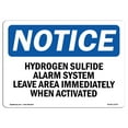 thumbnail image 1 of OSHA Notice Sign - Hydrogen Sulfide Alarm System Leave Area |  Aluminum Sign | Protect Your Business, Work Site, Warehouse & Shop Area |  Made in the USA, 1 of 6