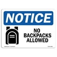 thumbnail image 1 of SignMission OS-NS-A-1014-L-14386 10 x 14 in. OSHA Notice Sign - No Backpacks Allowed, 1 of 6