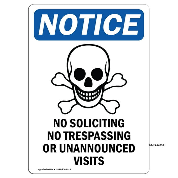 OSHA Notice Sign - No Soliciting No Trespassing | Aluminum Sign | Protect Your Business, Construction Site, Warehouse & Shop Area | Made in the USA