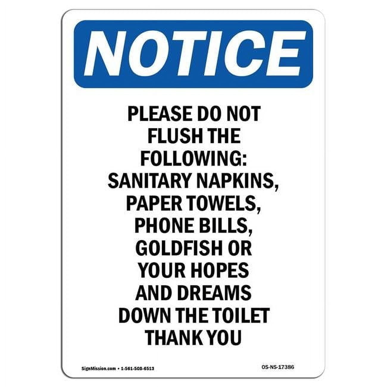 SignMission 10 x 14 in. OSHA Notice Sign - Please Do Not Flush the ...
