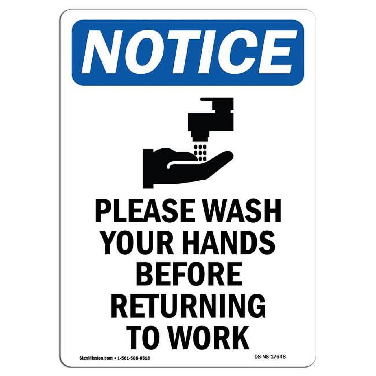 SignMission 10 x 14 in. OSHA Notice Sign - Please Wash Your Hands ...