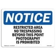 thumbnail image 1 of OSHA Notice Sign - Restricted Area No Trespassing Beyond This |  Aluminum Sign | Protect Your Business, Work Site, Warehouse & Shop Area |  Made in the USA, 1 of 6