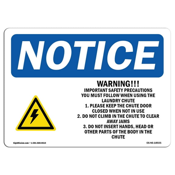 SignMission OS-NS-A-1014-L-18935 10 x 14 in. OSHA Notice Sign - Warning Important Safety