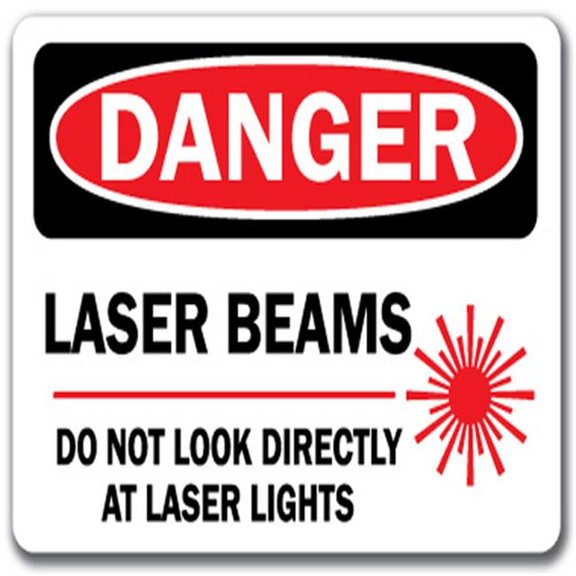 Danger Sign - Laser Beams Do Not Look Directly At Laser Lights with Graphic - 10" x 14" OSHA Safety Sign