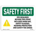 thumbnail image 1 of OSHA SAFETY FIRST Sign - PPE Required Beyond This Point With Symbol | Aluminum Sign | Protect Your Business, Work Site, Warehouse | Made in the USA, 1 of 6