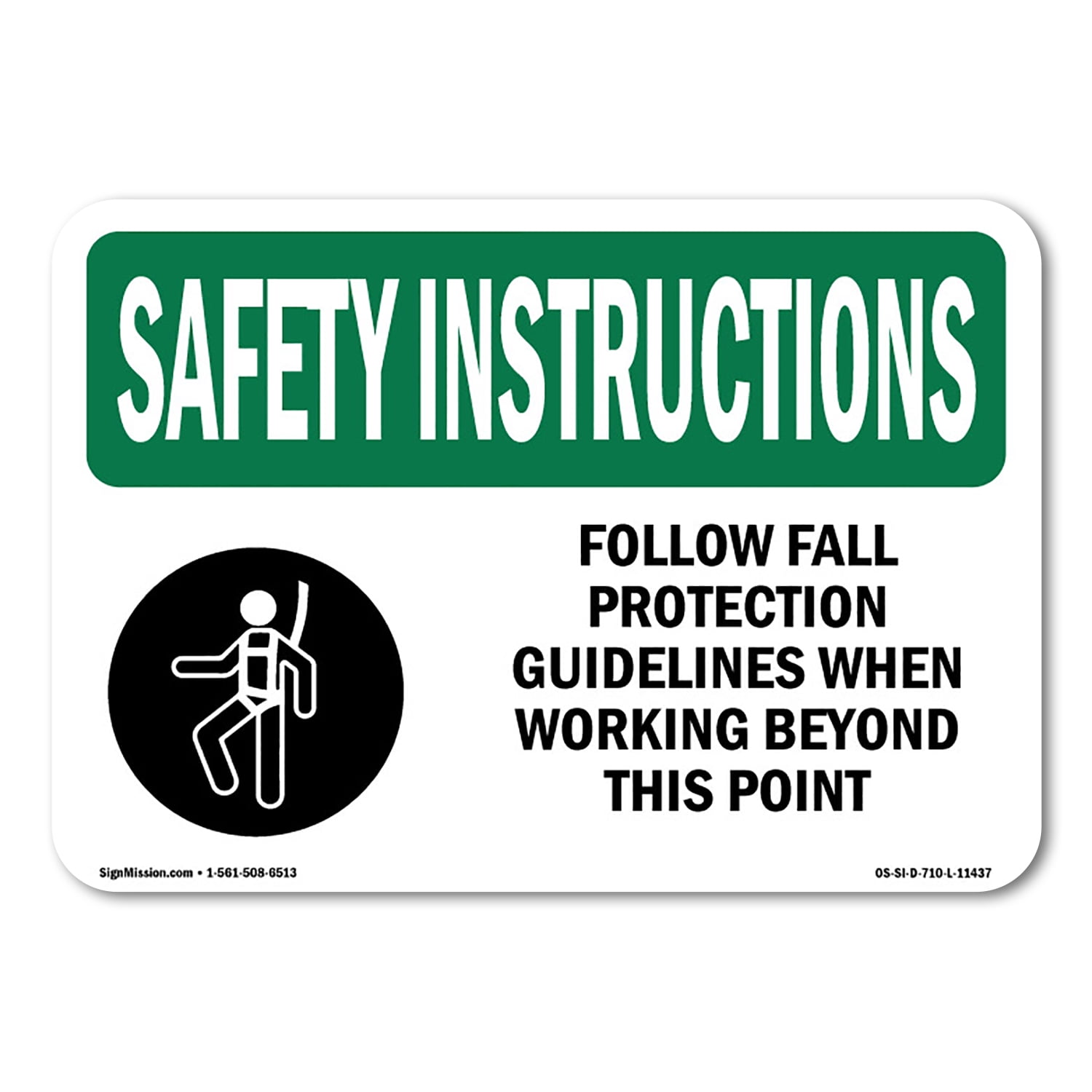 Fall Protection Label OSHA SAFETY INSTRUCTIONS Sign - Follow Fall Protection Guidelines With ...