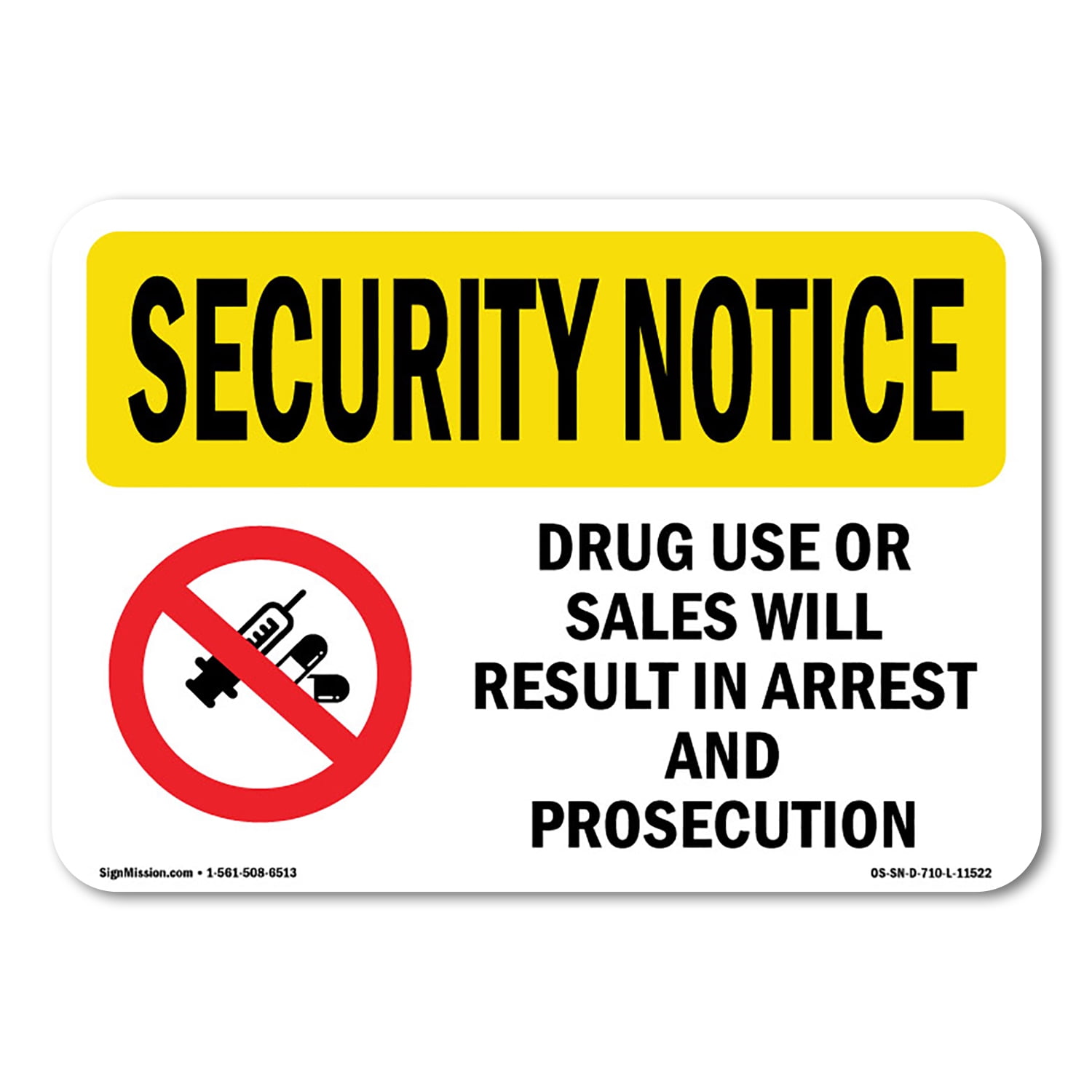 USA Made OSHA Notice Sign - Drug Use/Sales Vinyl Decal For...