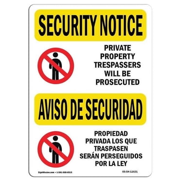 OSHA Notice Sign - 'Property Patrolled By Armed Security Guard' Vinyl Decal, Made In USA