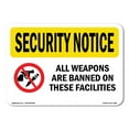 thumbnail image 1 of SignMission OS-SN-A-1014-L-11687 10 x 14 in. OSHA Security Notice Sign - Weapons Are Banned in Facilities, 1 of 6