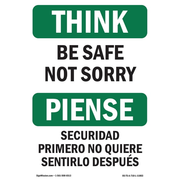 OSHA THINK Sign - Be Safe Lock It Out Bilingual | Aluminum Sign | Protect Your Business, Construction Site, Warehouse & Shop Area | Made in the USA