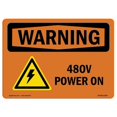 thumbnail image 1 of OSHA WARNING Sign - 480V Power On With Symbol | Aluminum Sign | Protect Your Business, Construction Site, Warehouse & Shop Area | Made in the USA, 1 of 6