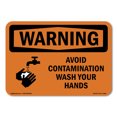thumbnail image 1 of OSHA WARNING Sign - Avoid Contamination Wash Your Hands | Aluminum Sign | Protect Your Business, Construction Site, Warehouse & Shop Area | Made in the USA, 1 of 6