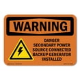 thumbnail image 1 of SignMission OS-WS-A-1014-L-12038 10 x 14 in. OSHA Warning Sign - Danger Secondary Power Source with Symbol, 1 of 6