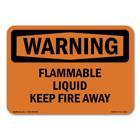 SignMission OS-WS-A-1014-L-12139 10 x 14 in. OSHA Warning Sign - Flammable Liquid Keep Fire Away