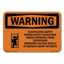 SignMission OS-WS-A-1014-L-12832 10 x 14 in. OSHA Warning Sign - Scaffolding Safety Review Guidelines