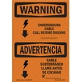 thumbnail image 1 of OSHA WARNING Sign - Underground Cable Call Before Bilingual | Aluminum Sign | Protect Your Business, Work Site, Warehouse & Shop Area | Made in the USA, 1 of 6