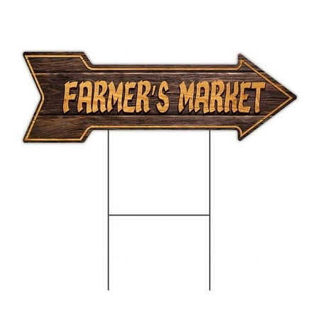 SignMission C-ARROW10-DS-999875 10 x 30 in. Corrugated Plastic Double Sided Arrow Sign - Farmers Market