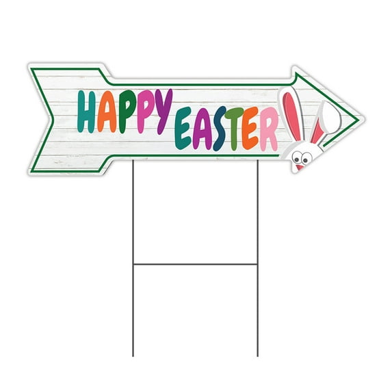 SignMission C-ARROW10-DS-999831 10 x 30 in. Corrugated Plastic Double Sided Arrow Sign - Happy Easter
