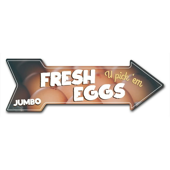 SignMission 10 x 30 in. Indoor & Outdoor Decor Direction Sticker Vinyl Wall Decals - Fresh Eggs - 24 in.