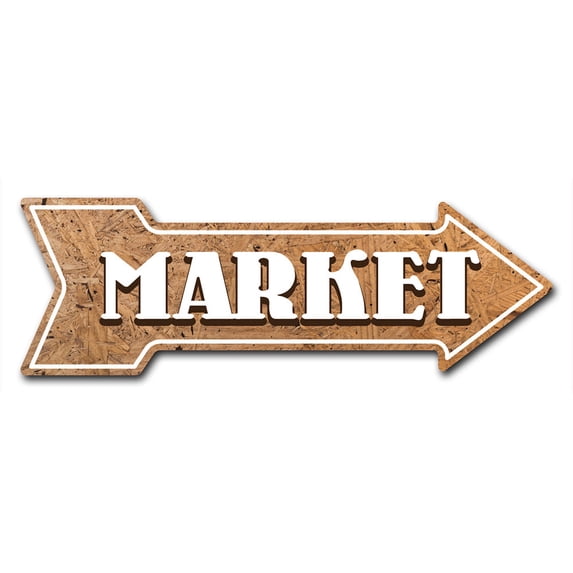 SignMission 10 x 30 in. Indoor & Outdoor Decor Direction Sticker Vinyl Wall Decals - Market - 24 in.