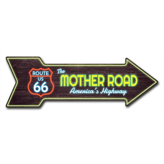 SignMission 10 x 30 in. Indoor & Outdoor Decor Direction Sticker Vinyl Wall Decals - Mother Road 66 Neon - 24 in.