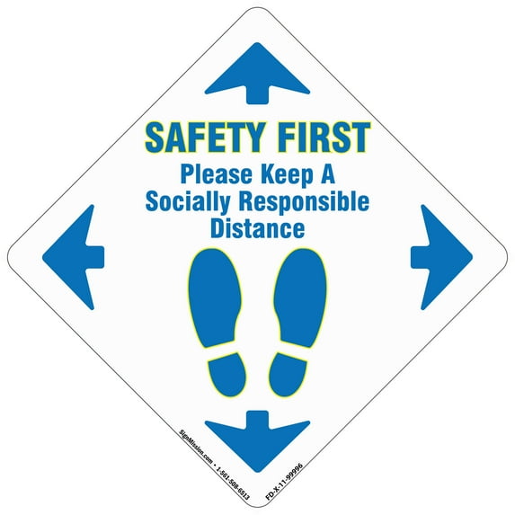 Coronavirus Safety First Social Distancing Non-Slip Floor Graphic | 12 Pack of 11" Vinyl Decal | Protect Your Business, Work Place & Customers | Made in The USA