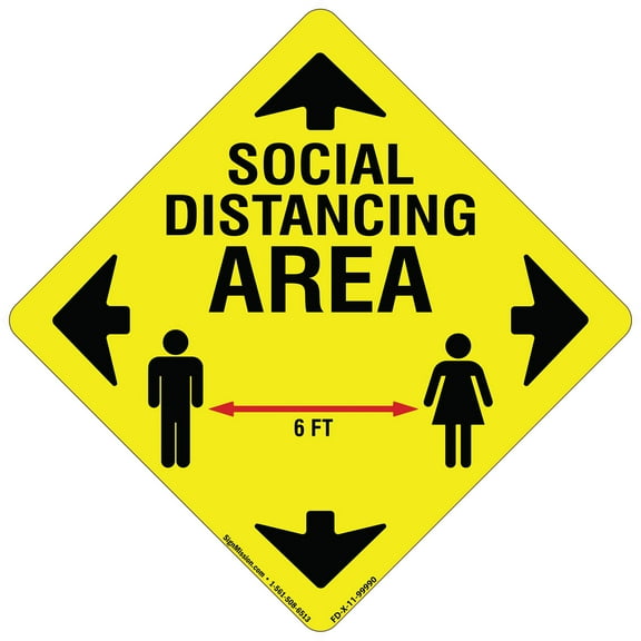 SignMission 11 in. Coronavirus Vinyl Decal - Social Distance Area 6 ft. - Pack of 6