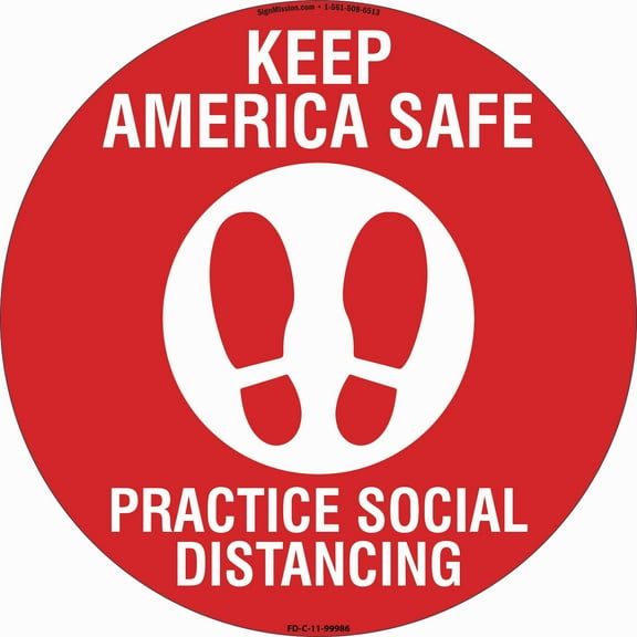 Coronavirus Keep America Safe Non-Slip Floor Graphic | 12 Pack of 11" Vinyl Decal | Protect Your Business, Work Place & Customers |  Made in The USA