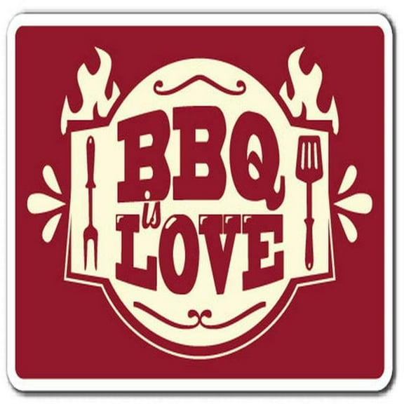 SignMission 12 in. BBQ Love Decal - Summer Food Party Grill Barbeque Grill Chef Cook