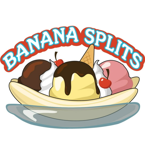SignMission 12 in. Banana Splits Concession Decal Sign - Cart Trailer Stand Sticker Equipment