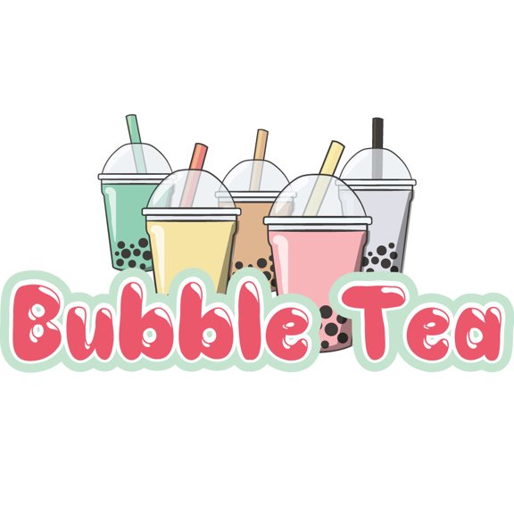 SignMission 12 in. Bubble Tea Concession Decal Sign with Cart Trailer Stand Sticker Equipment