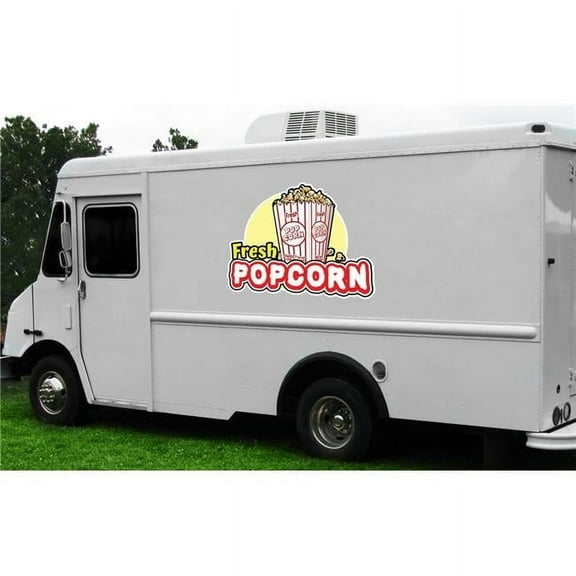 SignMission 12 in. Fresh Popcorn Concession Decal Sign - Cart Trailer Stand Sticker Equipment