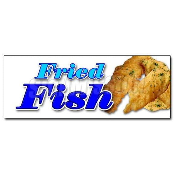 SignMission 12 in. Fried Fish Decal Sticker - Fry Fish Deep Seafood Sea Food Fresh Batter