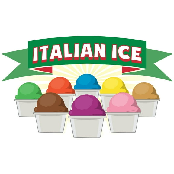 SignMission 12 in. Italian Ice Concession Decal Sign - Cart Trailer Stand Sticker Equipment