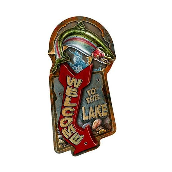 Welcome To The Lake Trout Novelty Sign | Indoor/Outdoor | Funny Home Décor for Garages, Living Rooms, Bedroom, Offices | SignMission personalized gift Wall Plaque Decoration