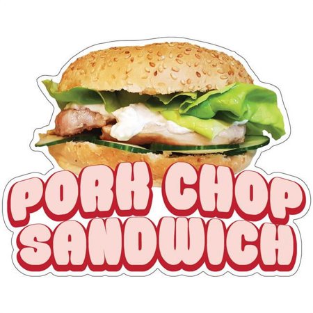 SignMission 12 in. Pork Chop Sandwich Decal Concession Stand Food Truck Sticker