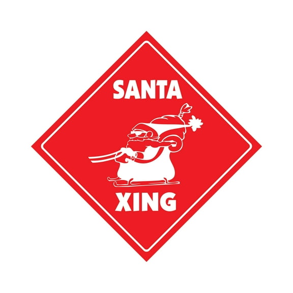 Santa Xing Crossing Sign Zone Xing | Indoor/Outdoor | 12" Tall