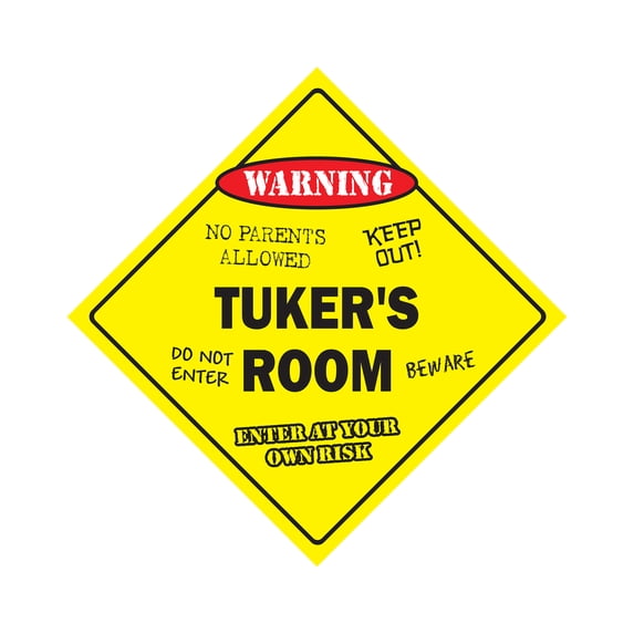 Tuker's Room Sign Crossing Zone Xing | Indoor/Outdoor | 12" Tall kids bedroom decor door children's name boy girl
