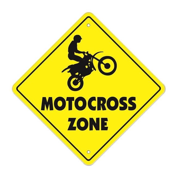 Motocross Crossing Sign Zone Xing | Indoor/Outdoor | 12" Tall dirt bike supercross cycle racing tricks track racer BMX