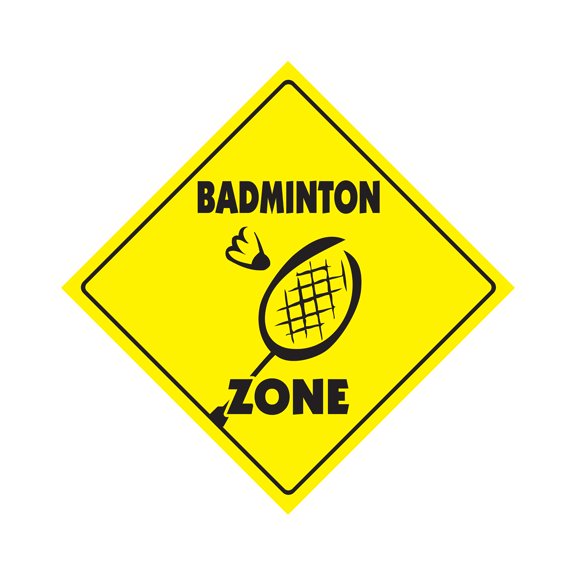 Badminton Crossing Sign Zone Xing | Indoor/Outdoor | 12" Tall sport game shuttlecock racquet net game sport