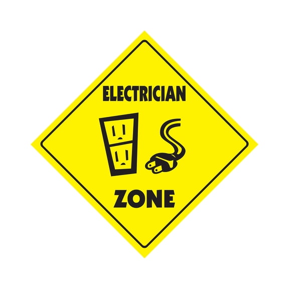 Electrician Crossing Sign Zone Xing | Indoor/Outdoor | 12" Tall wire shock electricity plate