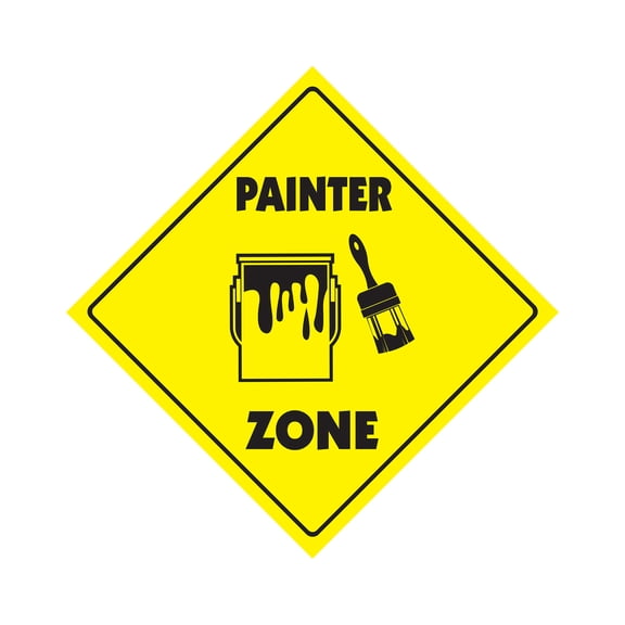 Painter Crossing Sign Zone Xing | Indoor/Outdoor | 12" Tall brush mineral spirits supplies drop cloth