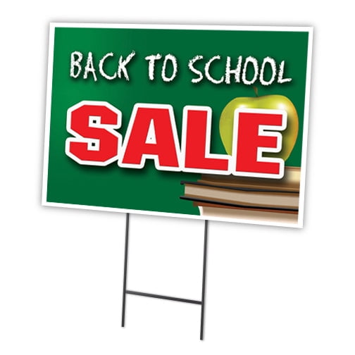 BACK TO SCHOOL SALE 12"x16" Yard Sign & Stake outdoor plastic window | Advertise Your Business | Stake Included Double Sided Image | Made in The USA