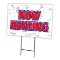 thumbnail image 1 of NOW RENTING 12"x16" Yard Sign & Stake | Advertise Your Business | Stake Included Image On Front Only | Made in The USA, 1 of 3