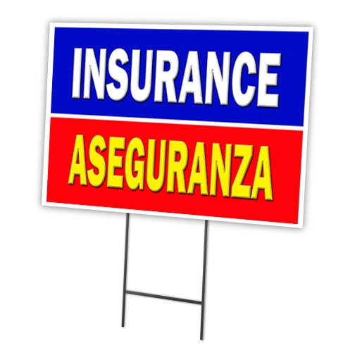 SignMission C-1216-DS-Insurance Aseguranza 12 x 16 in. Outdoor Plastic Window Yard Sign & Stake - Insurance Aseguranza