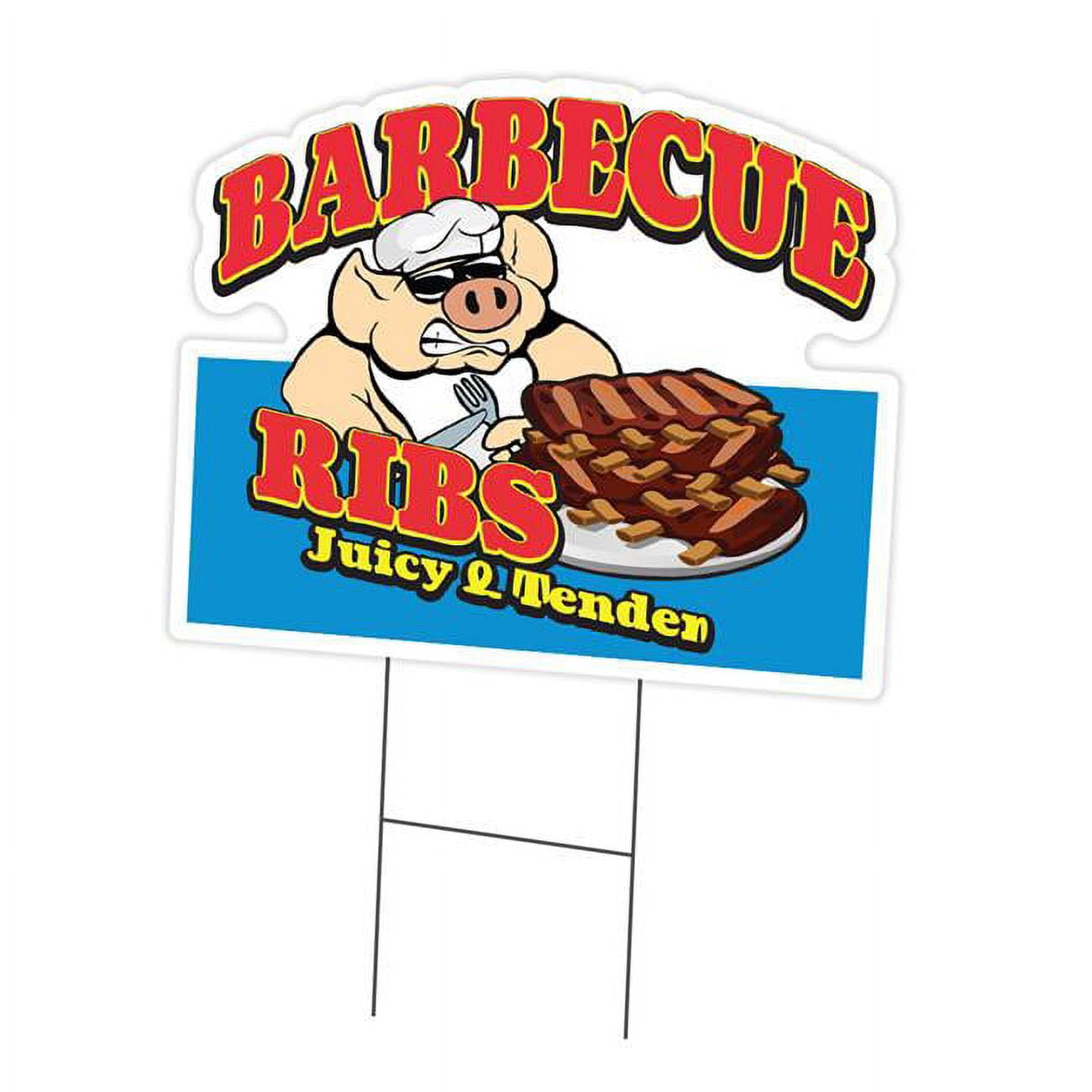 Sign Posts With Ribs SignMission 12 x 16 in. Yard Sign & Stake - Barbecue Ribs - Walmart.com