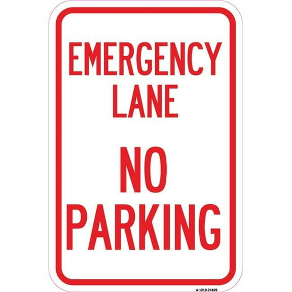 SignMission  12 x 18 in. Aluminum Sign - Emergency Lane No Parking Sign