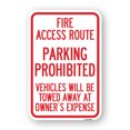 thumbnail image 1 of Fire Access Route Vehicles Will Be Towed Away at Owner Expense | 12" X 18" Heavy-Gauge Aluminum Rust Proof Parking Sign | Protect Your Business & Municipality | Made in The USA, 1 of 4