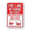 thumbnail image 1 of SignMission A-1218-23996 12 x 18 in. Aluminum Sign - Fire Lane No Parking on Street Unauthorized Vehicles Towed At Vehicle Owners Expense with Car Tow Graphic, 1 of 4