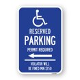 thumbnail image 1 of SignMission A-1218-23873 12 x 18 in. Aluminum Sign - Modern ISA Symbol Connecticut Reserved Parking Permit Required Violators Will Be Fined Min Dollar 150 with Left Arrow, 1 of 4